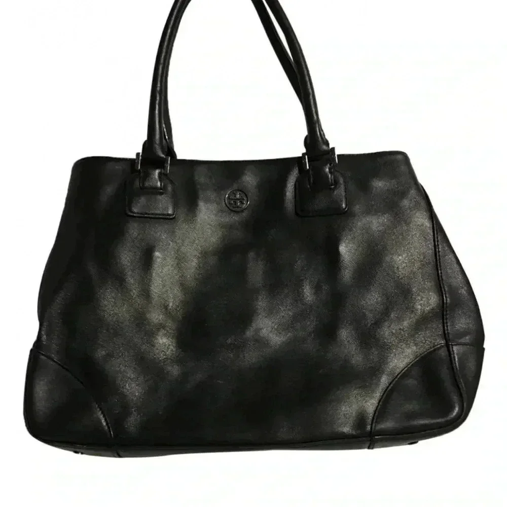 Tory Burch black saffiano leather shoulder handbag